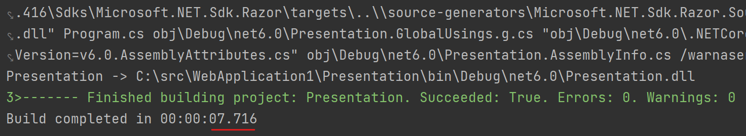 .NET project architecture with inversion of control compiles faster