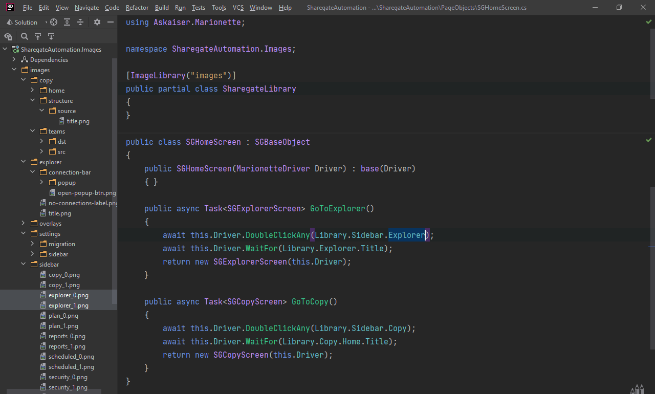 Source images and a part of the test code