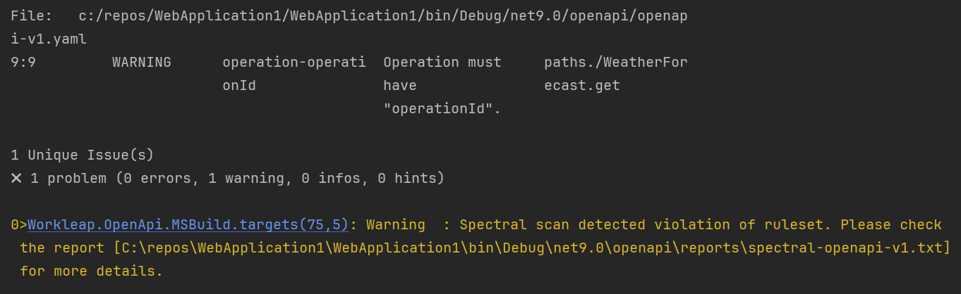 Example of an OpenAPI validation error.